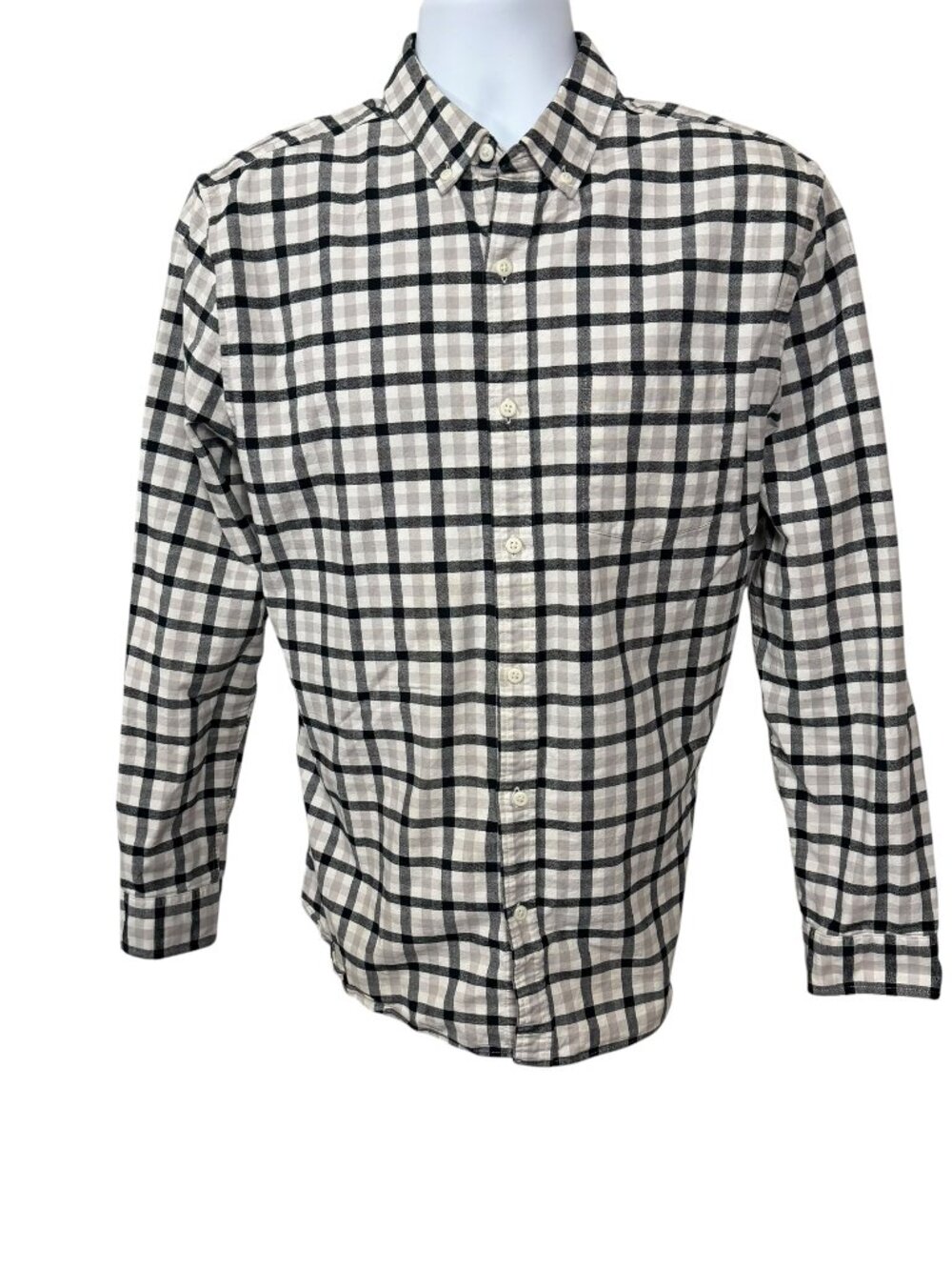 Hawker Rye Men's Plaid Button Up Shirt Large Black Gray White Cotton Blend
